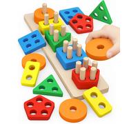 ERYI-Jouets Puzzle En Bois Montessori 1 2 3 Ans, Jouets D'Activité Et De Développement En Bois Montessori Pour Enfants 1 An (A)