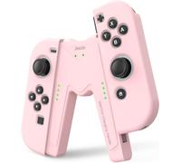 Eryi-Joy-Con Charging Grip Handle Bracket For Ns Charging Station Comfort V-Shaped Gaming Grip Controller With Battery Indicators And Speed Charge While Play,Pink