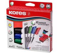 Eryi-- K-Marker Xw2 : Marqueurs De Couleur Pour Tableau Blanc Avec Pointe Biseautée, Encre À Faible Odeur Et Effaçable À Sec, Paquet De 4 Couleurs Assorties + 1 Effaceur Magnétique