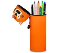 Eryi-Kawaii Étui École 2 En 1 En Silicone Souple + 8 Stylos Effaçables Multicolores - Tigre, Porte-Plume Étanche Avec Fermeture Éclair, Set De Fournitures Pour École, 0,7 Mm (Tigre)