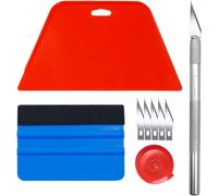 Eryi-Kit Covering,Outils De Film Pour Papier Peint,Fenêtre Voiture,Carrelage Vinyle,Raclette Pour Pose Adhesif,Avec Squeegee Au Silicone,Couteau Universel Et Des Lames,1.5m Mètre Ruban