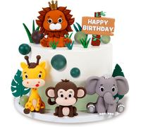 Eryi-Kit De Décoration Gâteau Jungle Safari - 19 Figurines D'animaux Pour Décoration De Gâteau D'anniversaire - Lion, Girafe, Éléphant, Singe - Parfait Pour Thème Jungle Safari Anniversaire Garçon Ou
