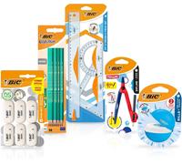 Eryi-Kit De Fournitures Scolaires Pour Enfant Avec 1 Compas D¿Apprentissage, 3 Instruments De Géométrie, 10 Crayons Graphite, 1 Taille-Crayon Et 6 Gommes - Pack De 21