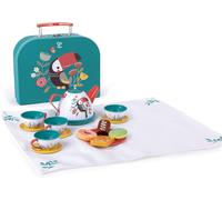 ERYI-Kit De Jeu De Thé Avec Coffret Et Accessoires De Cuisine - Pour Les Enfants De 3 Ans Et Plus - Jeu D'Éveil, Imitation Et Motricité Fine - Inclus 1 Théière, 1 Serviette De Pique-Nique, 4 Tasses