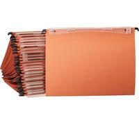 Eryi-Kori - Dossiers Suspendus A4 Verticaux, Capacité 100 Feuilles, Fond En V, Entraxe 330 Mm, Porte-Étiquette Intégré, Lot De 25, Orange, 10202