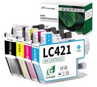 ERYI-Lc421 Cartouche D'Encre Compatible Pour Cartouche Brother Lc421 Lc421Xl Lc-421Xl Lc-421Xlval Pack Pour Brother Dcp-J1050Dw Dcp-J1140Dw Mfc-J1010Dw (Noir/Cyan/Magenta/Jaune, Paquet De 4)