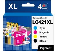 ERYI-Lc421 Lc421Xl Cartouches D'Encre Compatibles Avec Brother Lc421 Xl Lc-421Xl Lc-421Val Pour Dcp-J1050Dw Mfc-J1010Dw Dcp-J1140Dw Noir, Cyan, Magenta, Jaune, Pack De 4