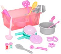 ERYI-Li'L Woodzeez Play Circle Accessoires De Cuisine Pour Enfants, Set De Vaisselle, Set De Casseroles, Cuisson - Jouets, Accessoires De Cuisine, Vaisselle De Jeu À Partir De 3 Ans (21 Pièces)