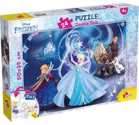 ERYI-Lisciani, Puzzle Pour Enfants À Partir De 3 Ans, 24 Pièces, 2 En 1 Double Face Recto/Verso Avec Le Dos À Colorier - Disney La Reine Des Neiges 74006 50 X 35 Cm Multicolore