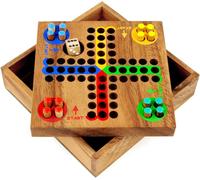 Eryi-Logica Jeux Art. Ludo - Pachisi - T'en Fais Pas - Jeu De Société En Bois Précieux - Jeu De Stratégie Pour 2-4 Personnes - Version De Voyage