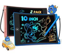 Eryi-Lot 2 Tablettes D'écriture Lcd 10 Pouces, Jouets Enfant 3 4 5 6 7 Fille Garçon, Tablette Dessin Enfants Effaçable Avec Cordon, Cadeaux D'anniversaire Noël Filles Garçons (Rose+Bleu)