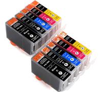 ERYI-Lot De 10 Cartouches D'Encre Avec Puces Pour Canon Pgi-5Bk Cli-8Bk Cli-8C Cli-8M Cli-8Y 2 X Noir Large 2 X Noir Photo 2 X Bleu 2 X Rouge 2 X Jaune Compatible