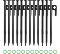 Eryi-Lot De 12 Piquets De Tente En Acier Au Carbone - 20 Cm - Sardines Lourdes Avec Anneau De Sécurité Lumineux Pour Camping, Auvent, Randonnée En Plein Air