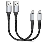 Eryi-Lot De 2 Câbles Usb C, Courts, 15 Cm, 20 Cm, En Nylon, 0,2 M, Usb A Vers Usb C, 3 A, Type C, Avec Samsung Galaxy S23 22 S21 S20 S10 S9 S8, Pixel, Huawei
