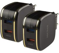 Eryi-Lot De 2 Chargeurs Usb 2 Ports Usb Quick Charge Qc3.0 Mâle Adaptateur Prise De Charge Compatible Avec Iphone, Samsung, Htc, Huawei, Sony Xperia (Noir)