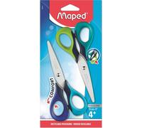 Eryi-- Lot De 2 Paires De Ciseaux Sensoft 13 Cm - Ciseaux Enfants Avec Anneaux Symétriques Intérieur Souple - Ciseaux Scolaires Dès 4 Ans - Bleu + Vert