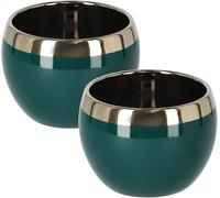 ERYI-® Lot De 2 Pots De Fleurs Ronds En Céramique, Vert/Doré, 100 Mm