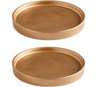 Eryi-Lot De 2 Soucoupes Rondes En Céramique Pour Pot De Fleurs Plantes Convient Pour L'intérieur Et L'extérieur 11 5 Cm, Gris. 15 X 15 X 1,8 Cm Doré