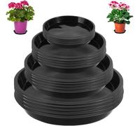 ERYI-Lot De 20 Soucoupe Pot Fleur Plastique Coupelle Pot De Fleur Soucoupes Pour Pots De Fleurs 21Cm/17Cm/15Cm/11Cm Sous Pot De Fleur Soucoupe Rondes Pour Intérieur, Extérieur, Jardin (Noir)