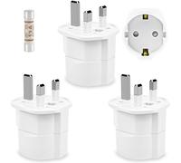 ERYI-® Lot De 3 Adaptateurs Uk Vers Espagnols Type G + Fusible Cadeau Adaptateur Universel Sûr Pour Bébés Idéal Pour Voyager En Écosse, Irlande, Maldives, Dubaï, Grande-Bretagne, Singapour Hong