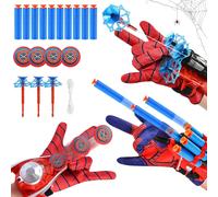 ERYI-Lot De 3 Gant De Lanceur Spiderm,Spiderm Launcher,Lance Toile Spiderm,Gants Spiderm Hero En Plastique Avec Fléchettes À Ventouse Et Frisbee Gant De Cosplay En Plastique Pour Enfants(3)