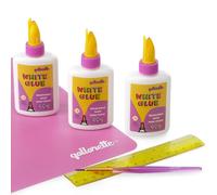 Eryi-Lot De 3 Tubes De Colle Pva Pour Travaux Manuels Pour Enfants, Colle Blanche Transparente Pour Papier ¿ Fournitures Scolaires ¿ Tapis En Silicone, Règle Et Pinceau