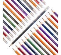 Eryi-Lot De 30 Crayons Hb - 6 Couleurs - Pré-Taillés - Gomme Hexagonale - Vernis Mat - Embossage Argenté - Pour L'école, Le Bureau, L'université Et La Maison - Multicolore