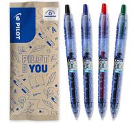Eryi-- Lot De 4 B2p Gel, Roller Rétractable Et Rechargeable Fabriqué Avec Du Plastique De Bouteilles Réutilisé Encre Gel, Réel Confort D'écriture Begreen Noir, Bleu, Rouge, Vert Pointe Moyenne