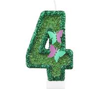 Eryi-Lot De 4 Bougies D'anniversaire À Paillettes En Forme De Papillon Vert En Forme De Chiffre 4 Pour Décoration De Gâteau De 4e Anniversaire De Fille Ou De Femme