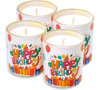 Eryi-Lot De 4 Bougies D'anniversaire, De Qualité Supérieure, Dans Une Ambiance En Verre, 8 X 7 Cm, Durée De Combustion De 30 Heures, Photophore En Verre, Sans Parfum, Décoration D'anniversaire