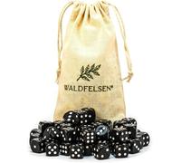 Eryi-Lot De 6, 12, 20, 30 Ou 50 Dés De Haute Qualité De Taille Standard De 16 Mm En Acrylique - Cube De Jeu Dice 6 Côtés À Six Côtés - Accessoires De Jeu Avec Sac En Tissu (Noir, 50 Pièces)