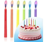 Eryi-Lot De 6 Bougies À Flamme Colorée Pour Fête D'anniversaire Pour Enfants, Célébration, Décorations En Cire, Bougies Avec Supports En Plastique Pour Gâteau, Cupcake, Hauteur 6 Cm (Lot De 6
