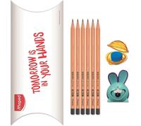 Eryi-- Lot De 6 Crayons Graphite Fsc + 1 Gomme Malléable Croc Croc + 1 Taille-Crayons Croc Croc Inno Bleu