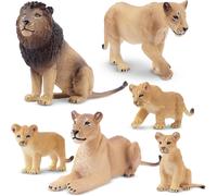 Eryi-Lot De 6 Figurines D'animaux, Figurines De Safari, Contient Des Bébés Animaux, Des Lions Réalistes, Des Animaux En Plastique, Du Zoo, De La Jungle, De La Forêt