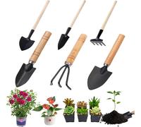 ERYI-Lot De 6 Outils De Jardinage, Mini Outils De Jardin Kit Du Petit Jardinier Avec Poignée En Bois Et Fer Enfant, Mini Outils De Jardinage À Main Pelle Pour Bonsaï, Fleurs En Pot, Plantes