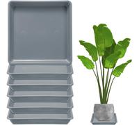 ERYI-Lot De 6 Plateaux De Pot De Fleurs, 7 Pouces Plateau De Gouttes De Fleur Carré En Plastique, Plateau De Pot Sans Trous Durable Pour Les Pots/À L'Extérieur [Gris Ciment]