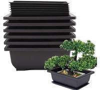 ERYI-Lot De 6 Pots À Bonsaï - Plateau Humide Profond Classique Avec Filet Intégré Pour Plantes, Fleurs, Pots Carrés En Plastique