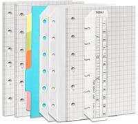 Eryi-Lot De Recharges Pour Carnet De Notes A7 À 6 Trous \U2013 135 Feuilles (270 Pages) De Papier Graphique + 2 Pochettes A7 À Fermeture Éclair + 5 Intercalaires A7, Pour Recharges De Papier Filofax