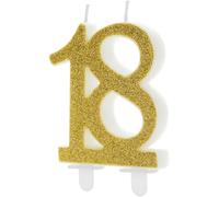 Eryi-Luck And Luck Bougie D'anniversaire Numéro 18 À Paillettes Dorées Pour Décoration De Gâteau 7,5 Cm