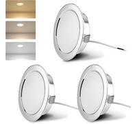 ERYI-Luminaires Pour Meuble Led 230V, 4W Led Ip44 G4 20Mm Spots Encastrables Pour Meuble Plat 3000K/4000K/6000K Hotte De Cuisine, Spot Encastrable Salle De Bain (Chrome, Set De 3)