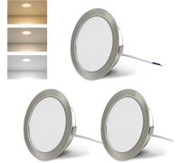 ERYI-Luminaires Pour Meuble Led 230V, 4W Led Ip44 G4 20Mm Spots Encastrables Pour Meuble Plat 3000K/4000K/6000K Hotte De Cuisine, Spot Encastrable Salle De Bain (Nickel, Set De 3)