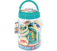 ERYI-- Mémory De Bain - 2 En 1 - Jeu D'Assemblage Des Paires D'Animaux Et Puzzle - Dès 18 Mois - 24 Pièces En Mousse Waterproof - Bocal De Rangement Inclus - Thème Marin