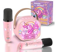 ERYI-Micro Karaoké Enfant,Mini Enceinte Bluetooth Avec 2 Micros Sans Fil, Cadeau Fille 3 4 5 6 7 8 9 Ans, Licorne Jouet Musical Pour Filles, Idée Cadeau Anniversaire,Micro Enfant Pour Chanter