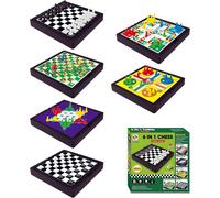 Eryi-Mini Jeux De Société Voyage, 6in1 Petit Bac Jeux De Société Echiquier Magnetique Ludo Jeu Echec Voyage Jeu De Serpent Et D'échelles Serpents Et Échelles Pour Enfants