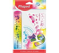 Eryi-- Mini Kit De Traçage Twist¿N Flex Mini Cute - 3 Pièces - Outils Géométrie Incassables - Règle 15cm, Equerre 60°, Rapporteur 180° 981828 Multicolore