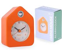 ERYI-- Mini Réveil Maison Orange. Réveil Analogique Sans Tic-Tac. Petite Alarme Originale. 9,7 Centimètres X 7,3 Centimètres X 4,5 Centimètres. 1 Pile Aa
