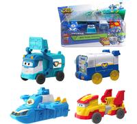 ERYI-Mini Team Transforming Vehicles, Incluant World Aircraft Robot, Marc Cleaning Vehicle, Golden Wheels Vehicle, Super Pets Base, Transformer Toy Pour Garçons Et Filles À Partir De 3 Ans