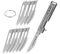 Eryi-Mini Titane Scalpel Couteau Avec 10 Interchangeables Lames, Edc Pocket Utility Knife, Outil De Poche Utilitaire Pliable Robuste, Accessoire Cutter Craft Pour Extérieur Chasse Camping