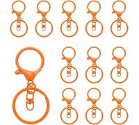 Eryi-Mousquetons À Griffes De Homard Pour Porte-Clés, Lot De 12 Mousquetons À Griffes De Homard Avec Mousqueton Pivotant Et Anneau Fendu Pour Porte-Clés Diy, Orange