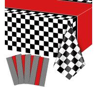 Eryi-Nappes 4pcs Racing Car Décorations D'anniversaire Pour Voitures De Course Nappe En Plastique À Carreaux Noirs Pour La Fête D'anniversaire D'un Enfant Sur Le Thème De La Voiture De Course, 130 X